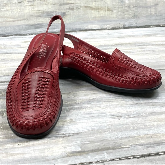 Classic Elements Brick Red Leather Slingback Flats “Hudson” Casual Sandal In Box - Picture 3 of 15